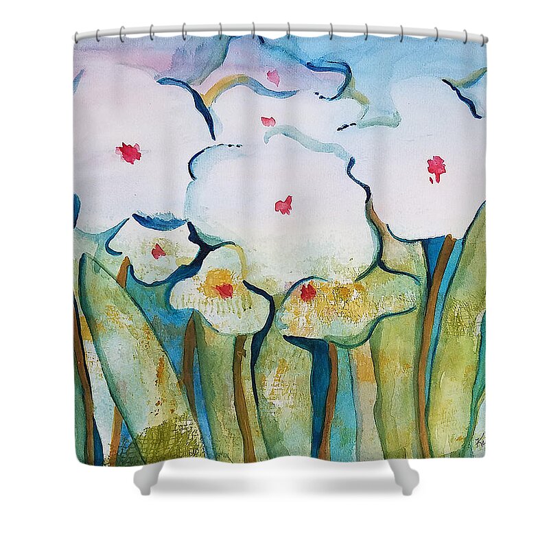 Peonies Shower Curtain featuring the painting Negative headspace by Kisma Reidling