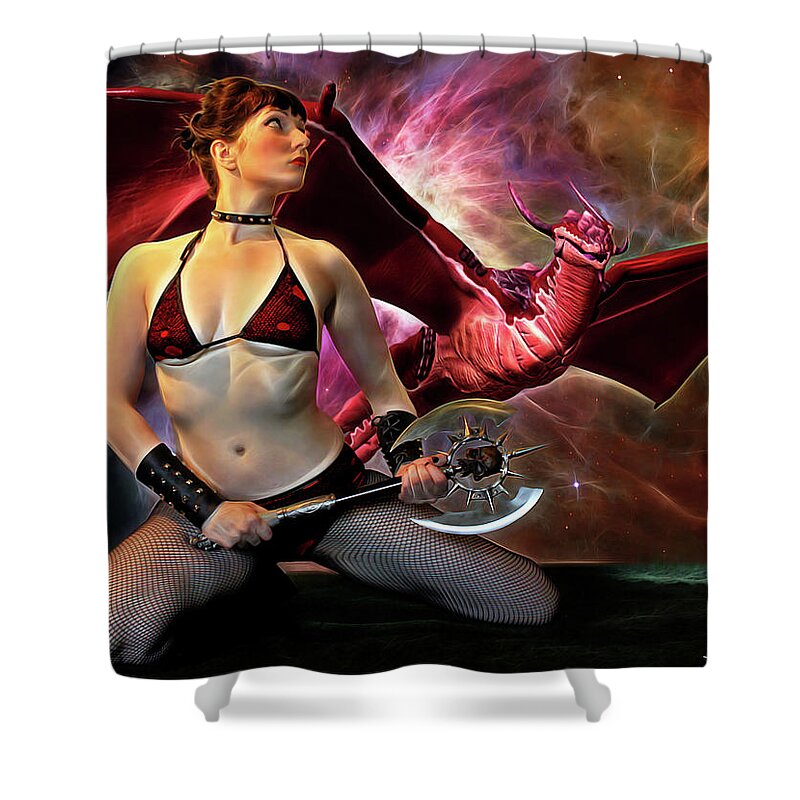 Dragon Shower Curtain featuring the photograph Nell And The Dragon by Jon Volden