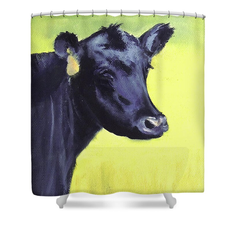 Cow Shower Curtain featuring the painting Nelson's Cow by Marsha Karle