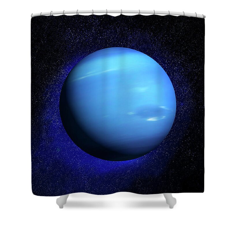 Research Shower Curtain featuring the digital art Neptune & Stars by Ian Mckinnell