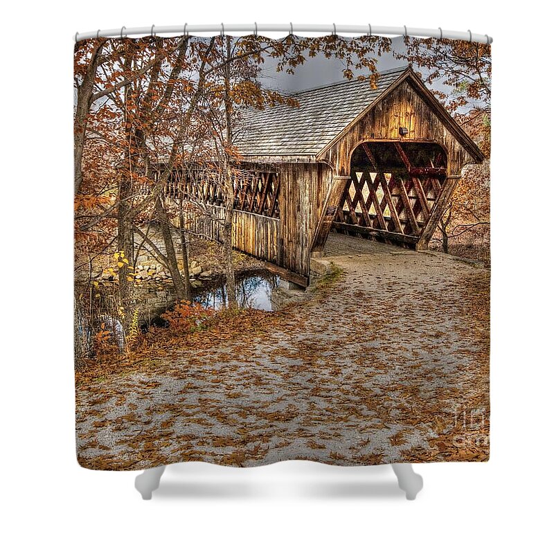 New England College Covered Bridge Shower Curtain featuring the photograph New England College Covered Bridge by Steve Brown