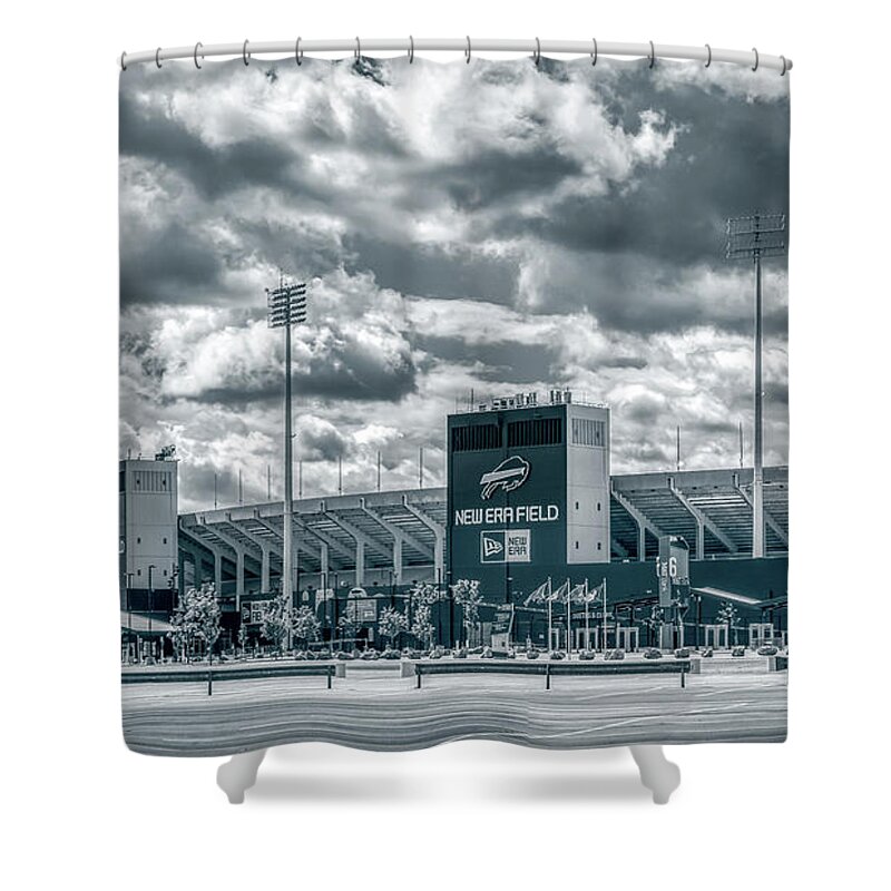 Bills Football Shower Curtain featuring the photograph New Era Stadium by Guy Whiteley