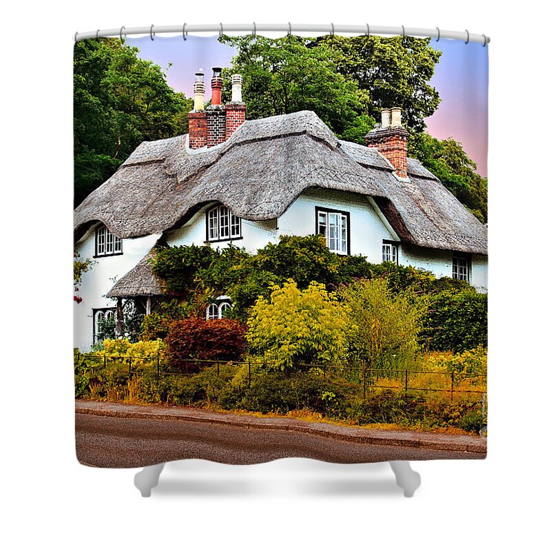 Places Shower Curtain featuring the photograph New Forest Cottage by Richard Denyer