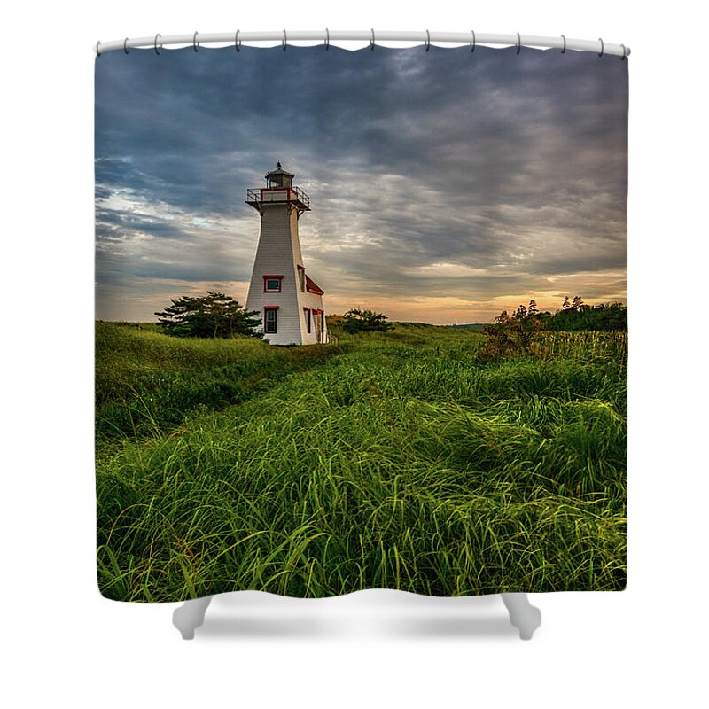 New London Lighthouse Shower Curtain featuring the photograph New London Twilight by Marcy Wielfaert