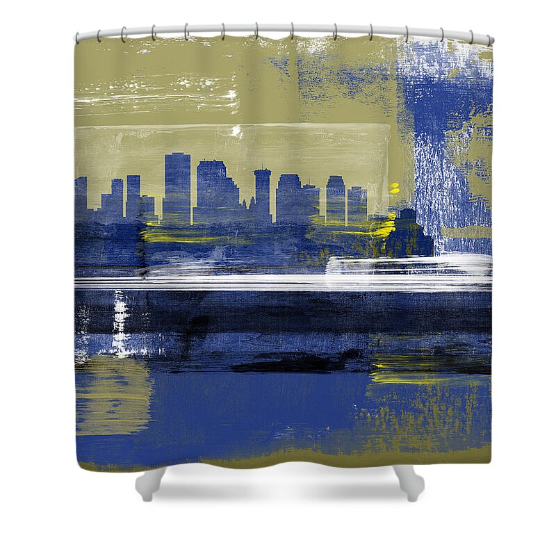 New Orleans Shower Curtain featuring the mixed media New Orleans Abstract Skyline II by Naxart Studio