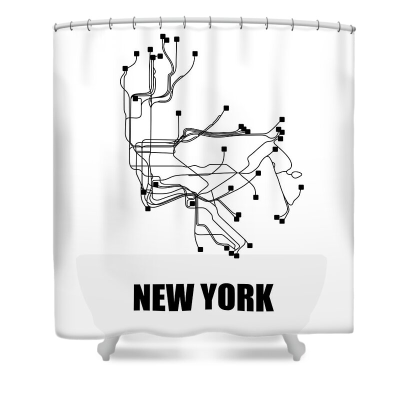 New York Shower Curtain featuring the digital art New York Square Subway Map 2 by Naxart Studio