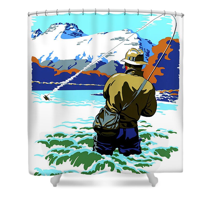 New Zealand Trout Fishing Vintage Travel Poster Restored Shower Curtain by  Vintage Treasure - Fine Art America