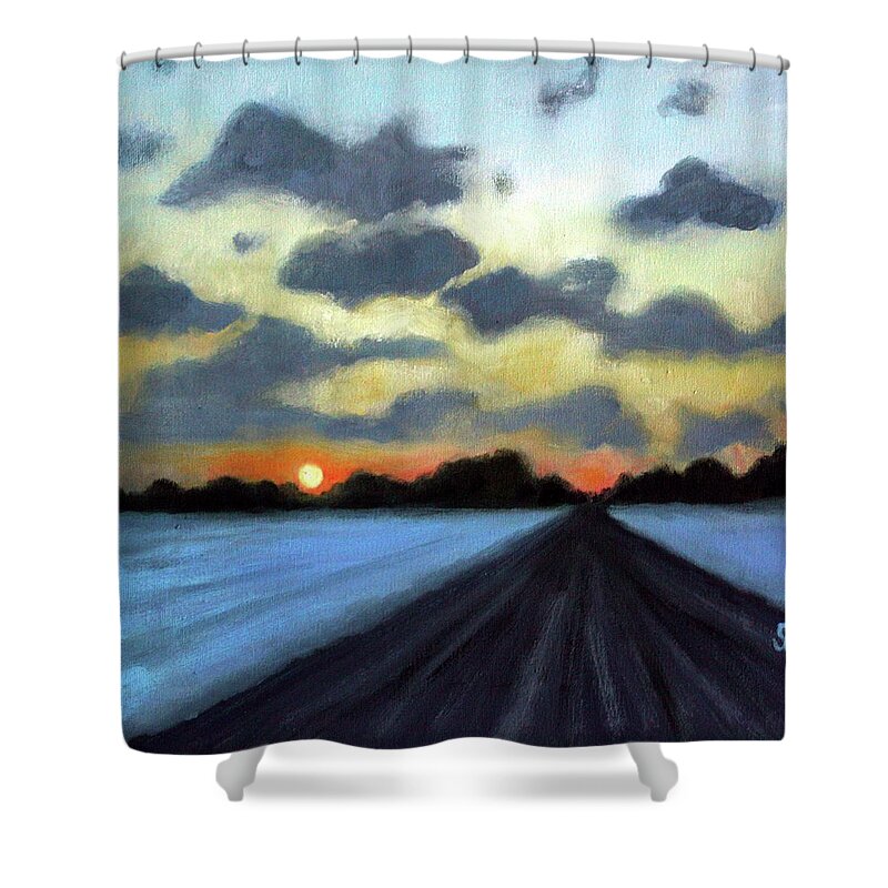 Landscape Shower Curtain featuring the painting Niagara Sky #3 by Sarah Lynch