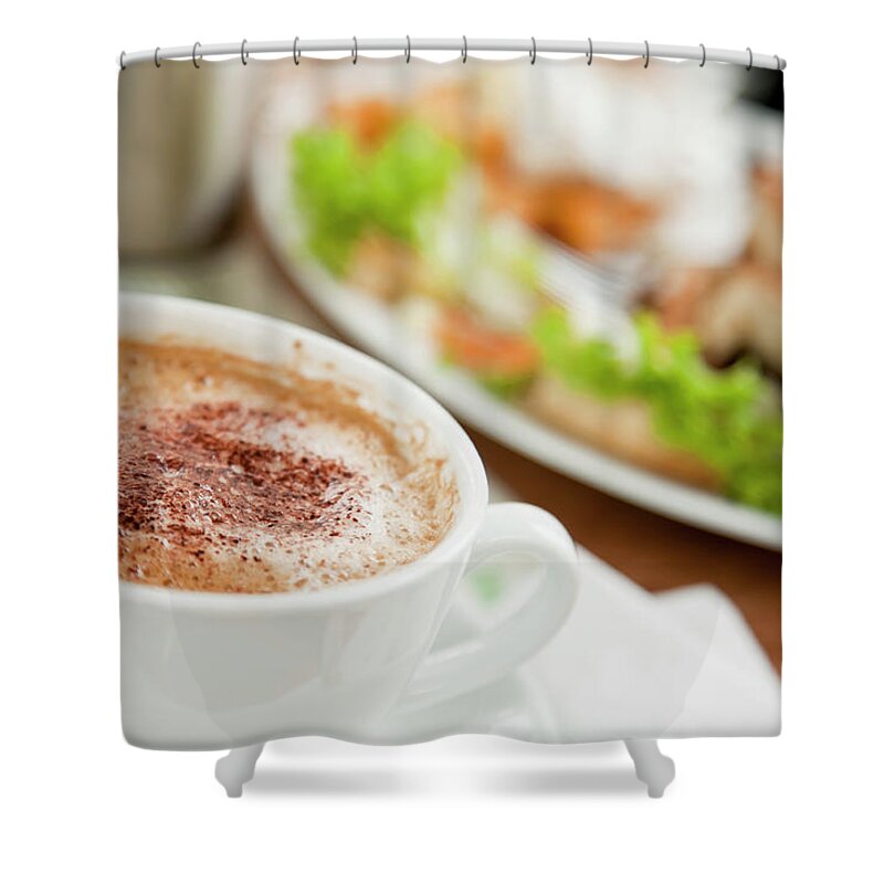 Breakfast Shower Curtain featuring the photograph Nice Cop Of Coffee by Clauselsted