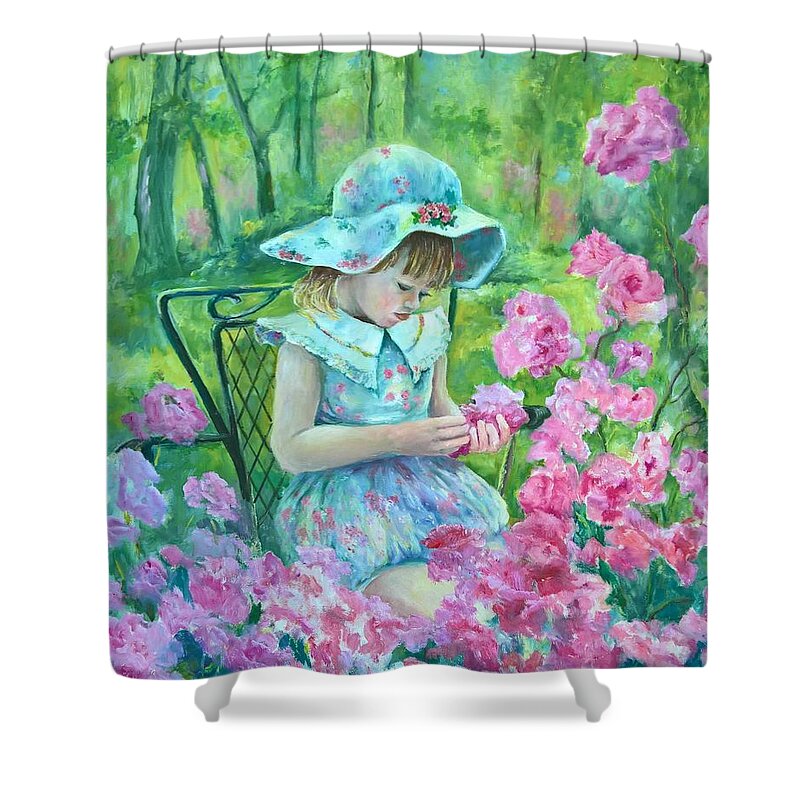 Children Shower Curtain featuring the painting Nicole by ML McCormick
