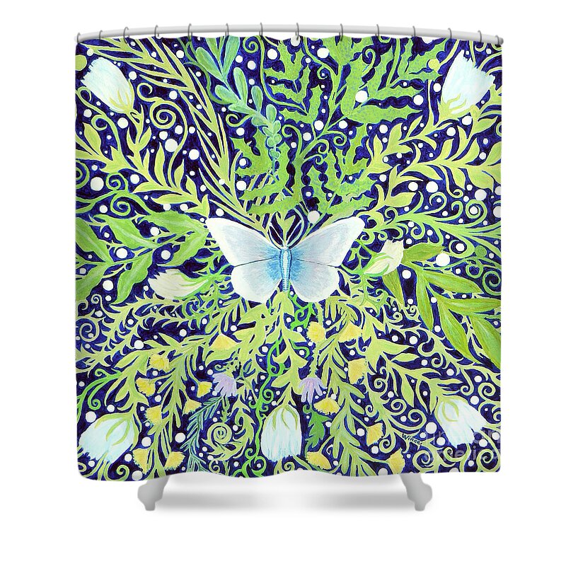 Lise Winne Shower Curtain featuring the painting Night Butterfly by Lise Winne