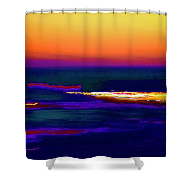 Moving Light Shower Curtain featuring the photograph Moving Lights by Debra Grace Addison