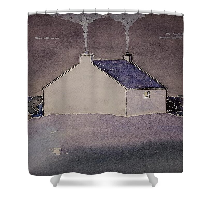 Watercolor Shower Curtain featuring the painting Night Skye Lore by John Klobucher