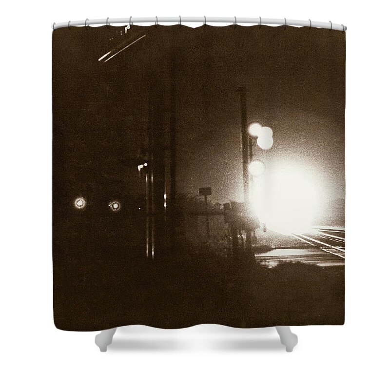 1980-1989 Shower Curtain featuring the photograph Night Train by Michael Kain