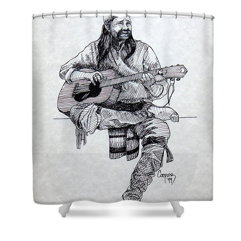 Nightsinger Shower Curtain featuring the drawing Nightsinger by Todd Cooper