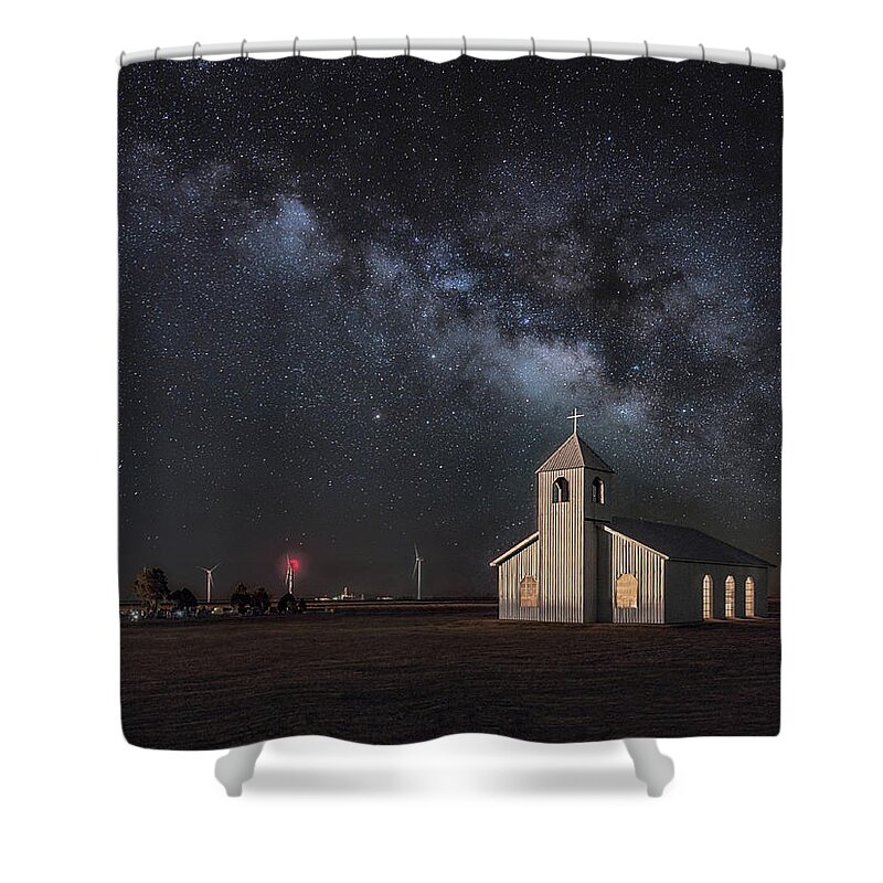 Milky Way Shower Curtain featuring the photograph Nighttime at The Chapel by James Clinich