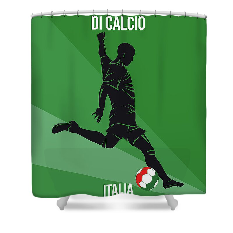 World Shower Curtain featuring the digital art No02 My 1934 Italia Soccer World Cup poster by Chungkong Art