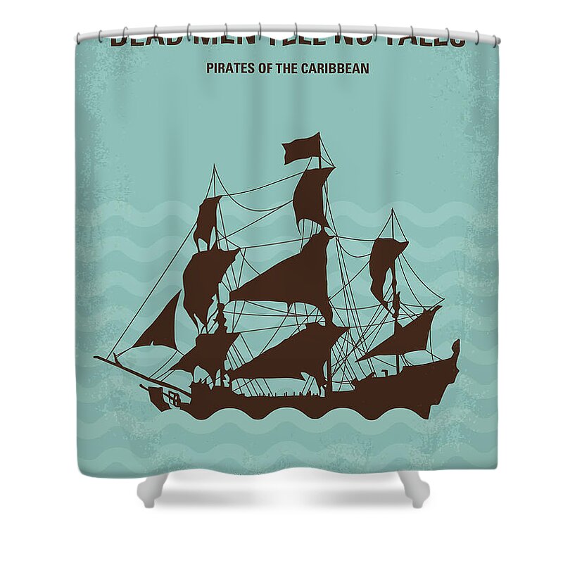 Pirates Of The Caribbean V Shower Curtain featuring the digital art No494-5 My Pirates of the Caribbean V minimal movie poster by Chungkong Art
