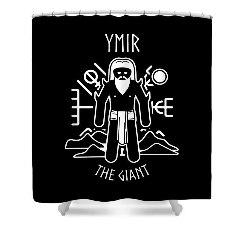 Ymir Gift Shower Curtain featuring the digital art Norse Mythology Gift Nordic Gods Goddesses Ymir for Scandanvian Viking Warriors by Martin Hicks