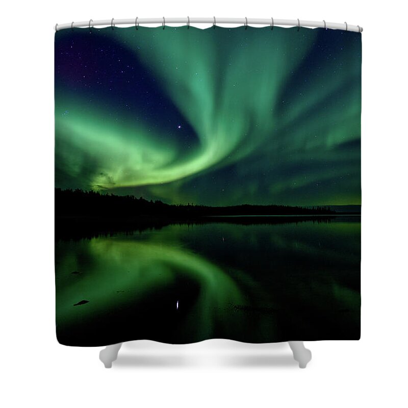Tranquility Shower Curtain featuring the photograph Northern Lights Aurora Boreal by Steve Schwarz