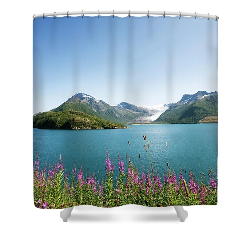 Scenics Shower Curtain featuring the photograph Norwegian Fjord by Sykkel