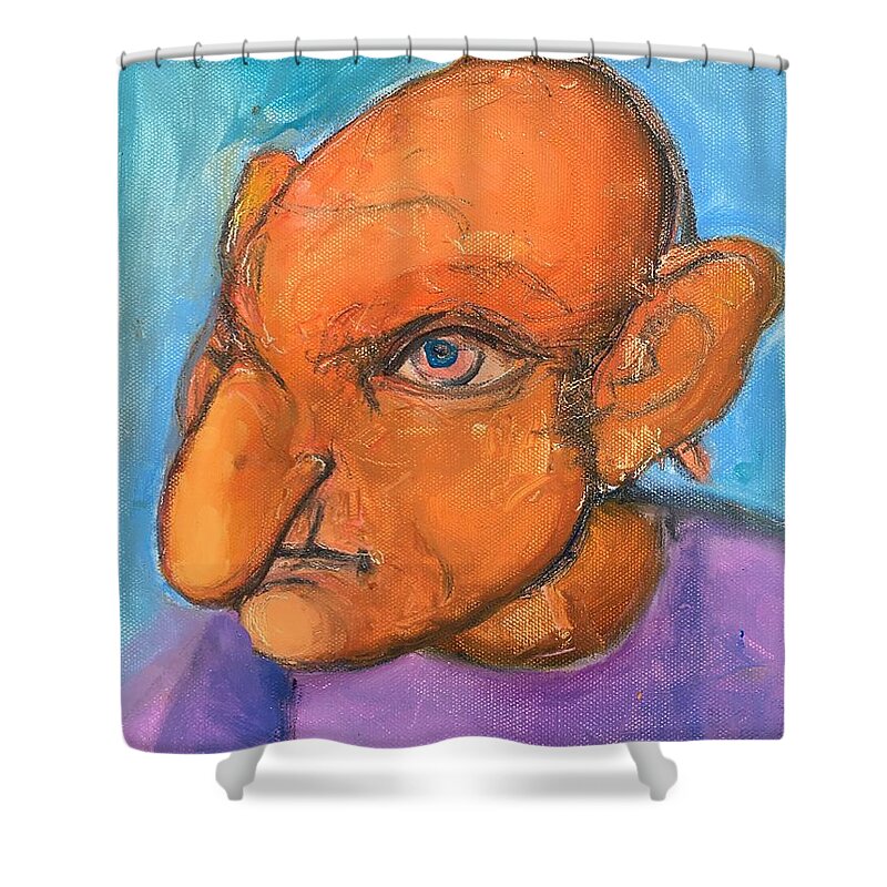 Realistic Shower Curtain featuring the painting Nose by Atanas Karpeles