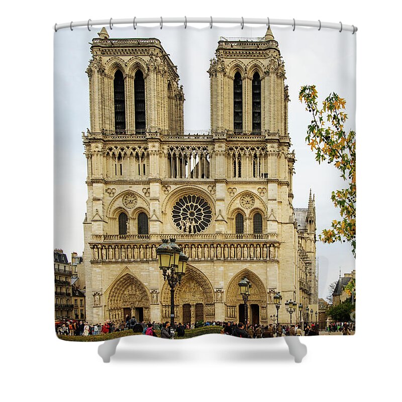 Notre Dame Cathedral Paris France Shower Curtain featuring the photograph Notre Dame Cathedral Paris France by Wayne Moran