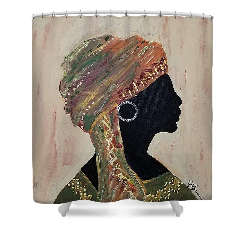 Profile Shower Curtain featuring the painting Nubian Beauty 1 by Elise Boam