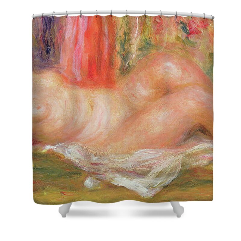 Nude On Couch Shower Curtain featuring the painting Nude on Couch by Pierre Auguste Renoir