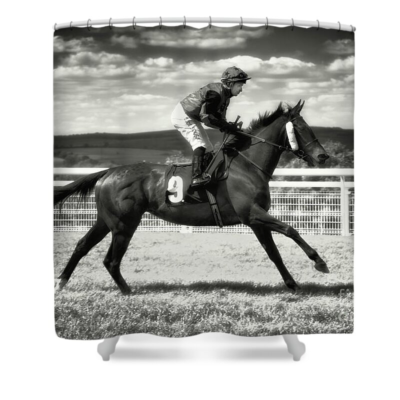 Horse Shower Curtain featuring the photograph Number 9 Goodwood Races by Jack Torcello