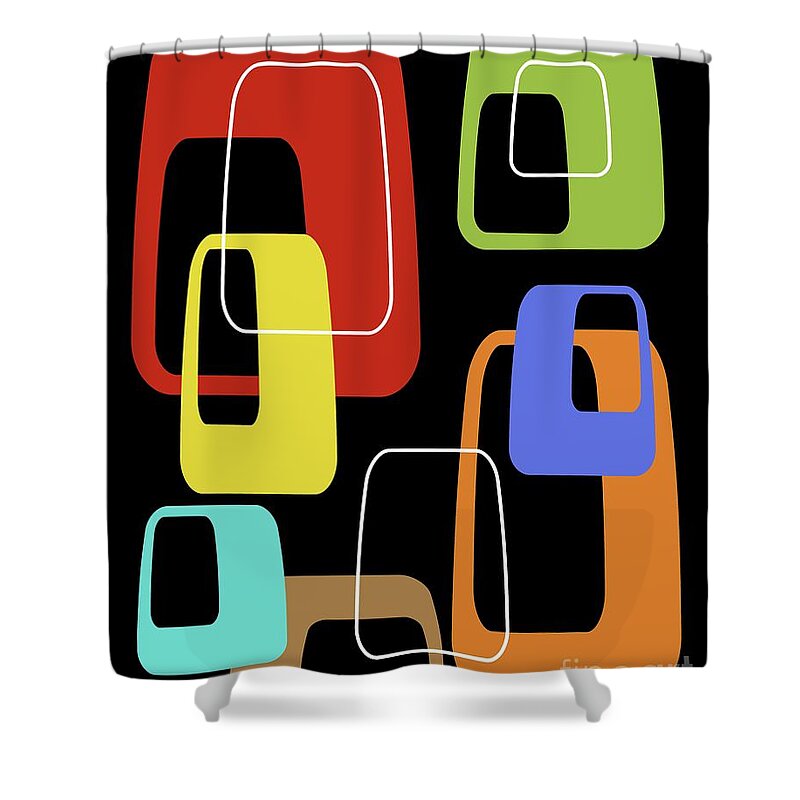  Shower Curtain featuring the digital art Oblongs on Black 2 by Donna Mibus