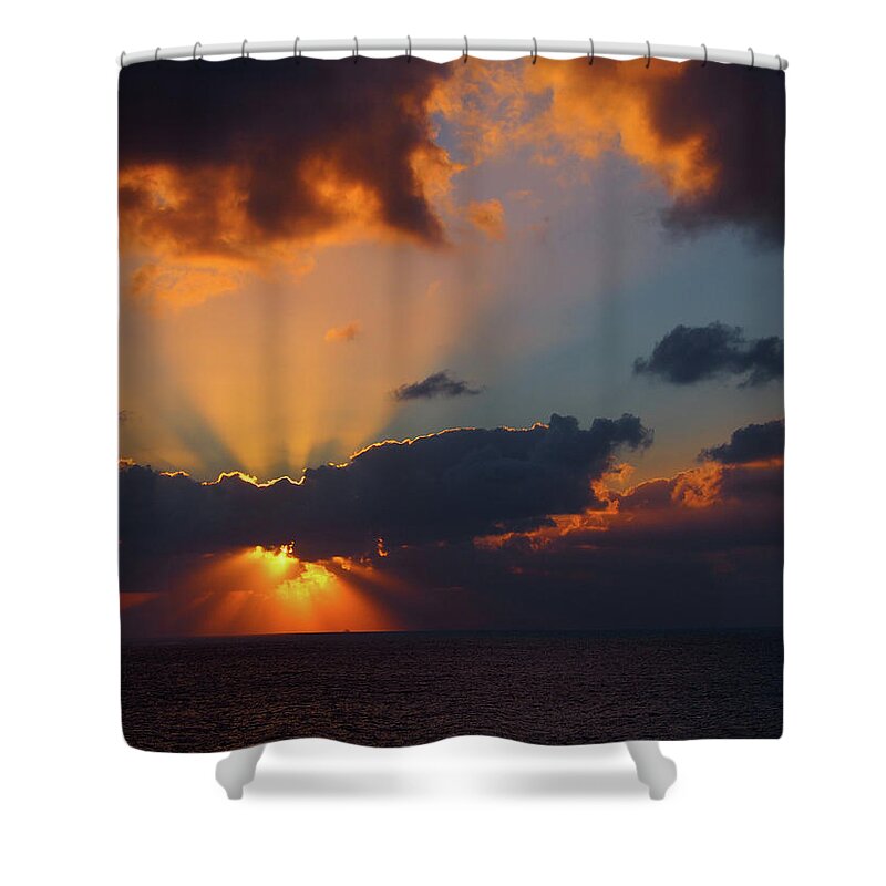 Sunset Shower Curtain featuring the photograph Ocean Sunset by Philip Openshaw