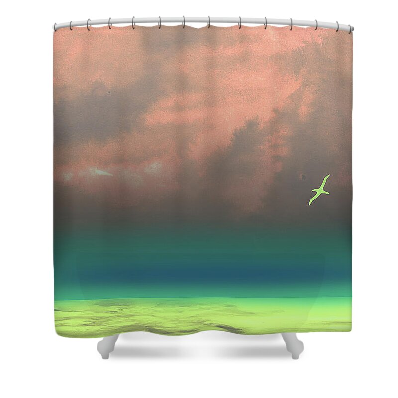 Landscape Shower Curtain featuring the painting Ocean Sunset Watercolor II by Naxart Studio