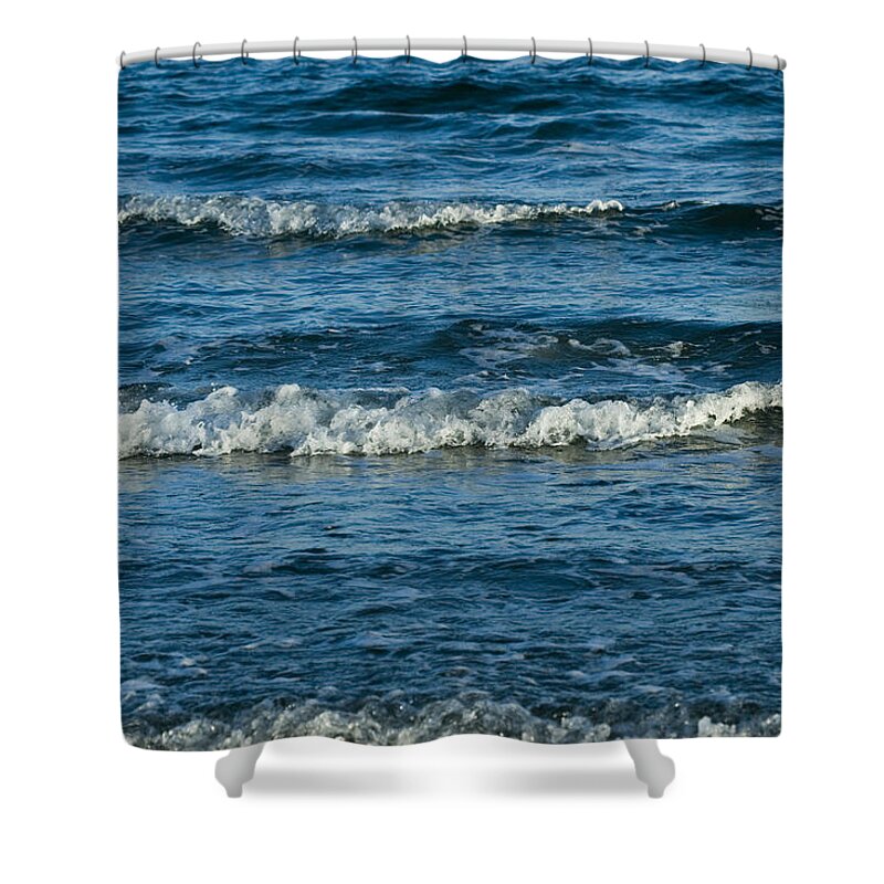 Tide Shower Curtain featuring the photograph Ocean Waves At Even Tide by Freelancing