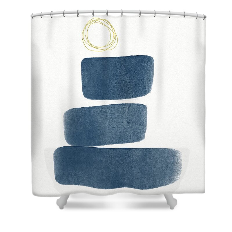 Abstract Shower Curtain featuring the mixed media Ocean Zen 3- Art by Linda Woods by Linda Woods