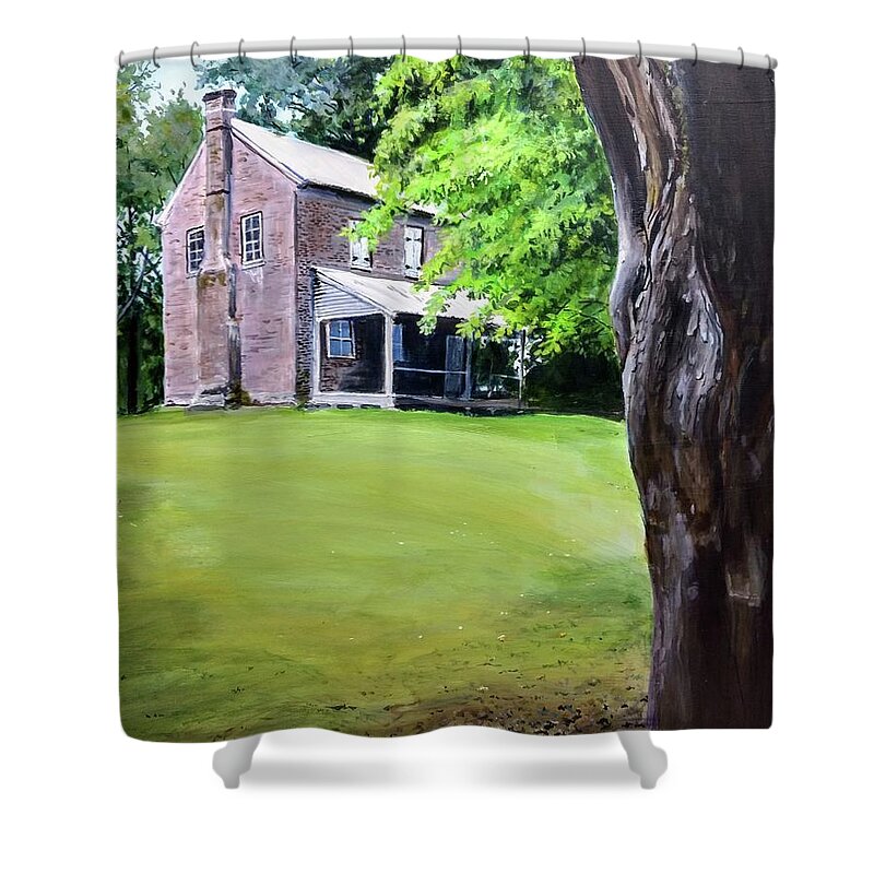 Landscape Shower Curtain featuring the painting Oconee Station by William Brody