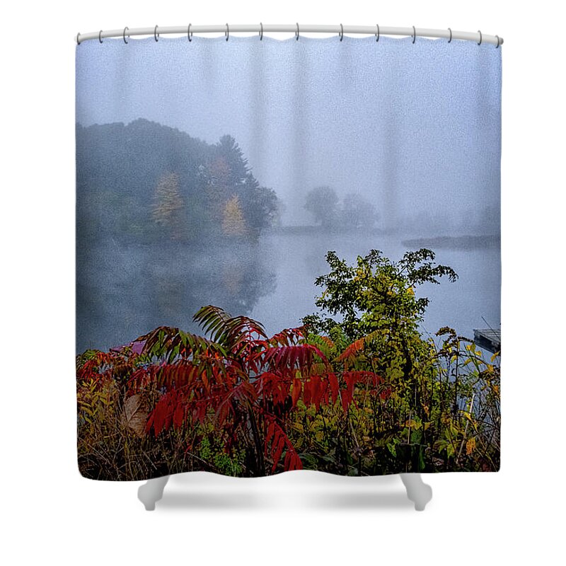 Hayward Garden Putney Vermont Shower Curtain featuring the photograph October Fog II by Tom Singleton