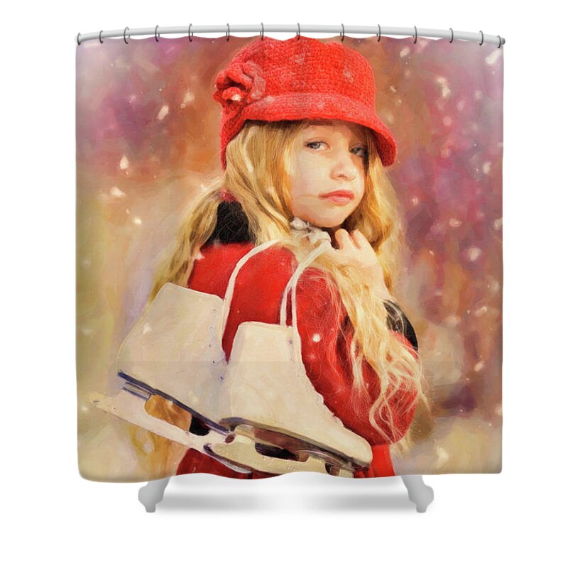 Portrait Shower Curtain featuring the painting Off to Skate DWP1082514 by Dean Wittle