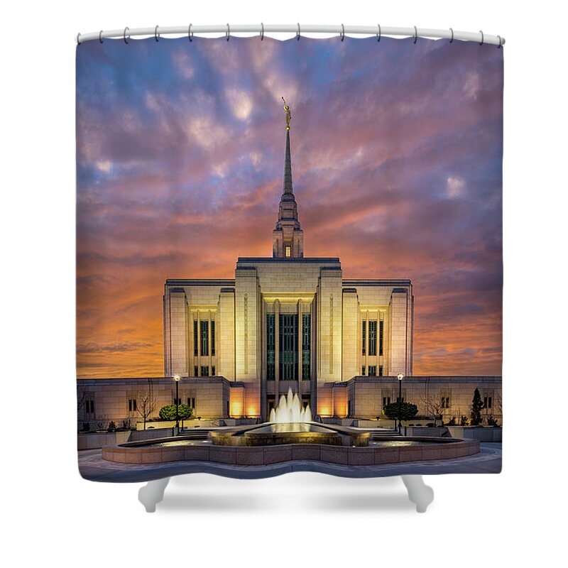 Lds Shower Curtain featuring the photograph Ogden LDS Temple Sunset by Michael Ash