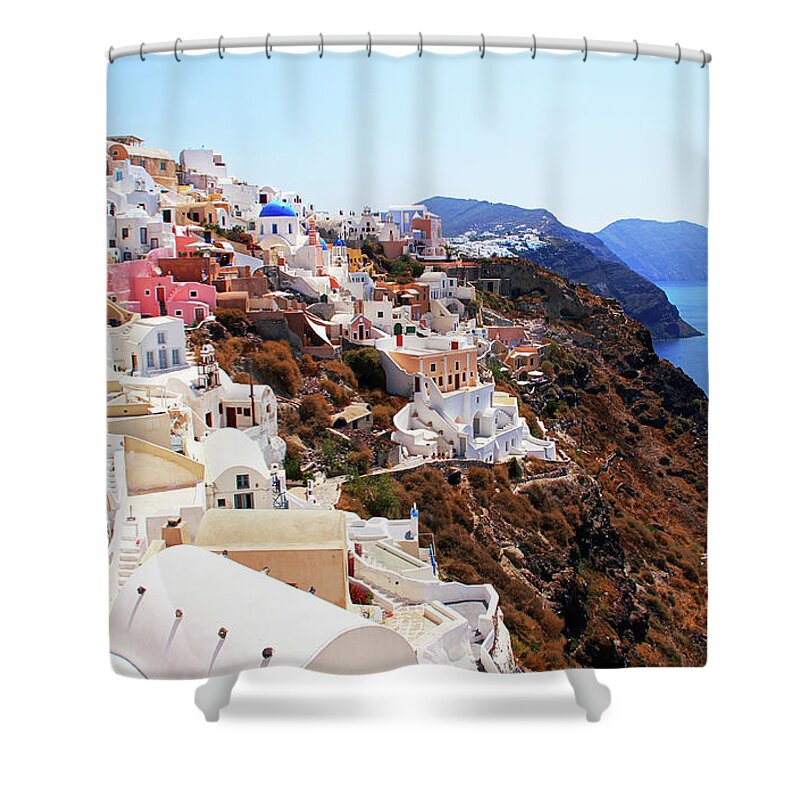 Tranquility Shower Curtain featuring the photograph Oia Santorini Greece by Totororo