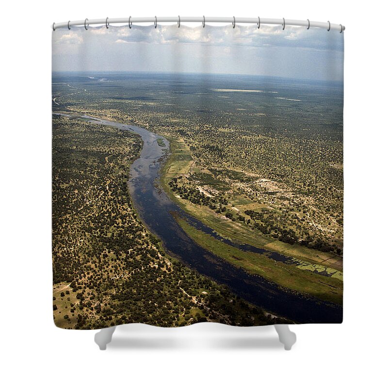 Aerial Shower Curtain featuring the photograph Okavango River Delta by David Hosking