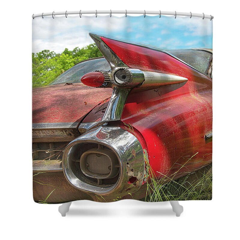 Old Car Shower Curtain featuring the photograph Old Caddie by Minnie Gallman