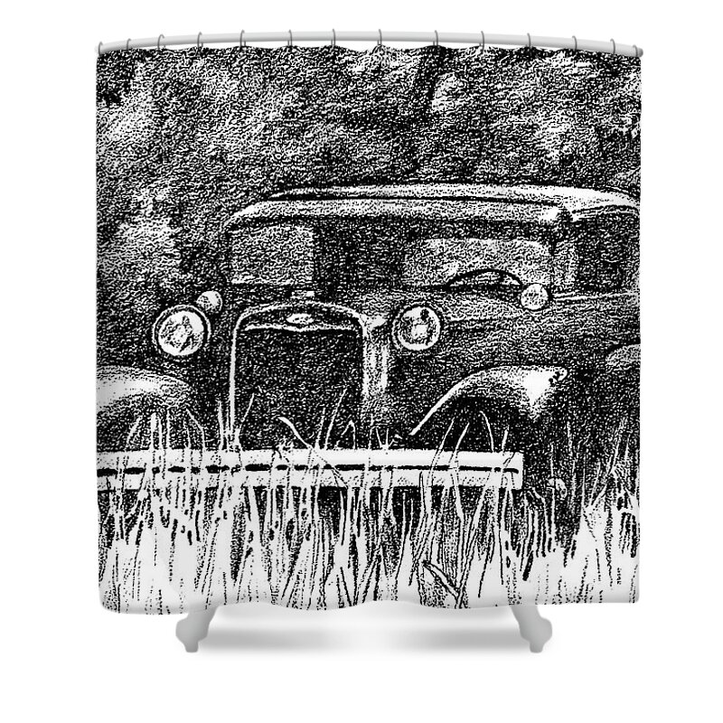 Cars Shower Curtain featuring the photograph Old Car Threshold 1 by Harry Moulton