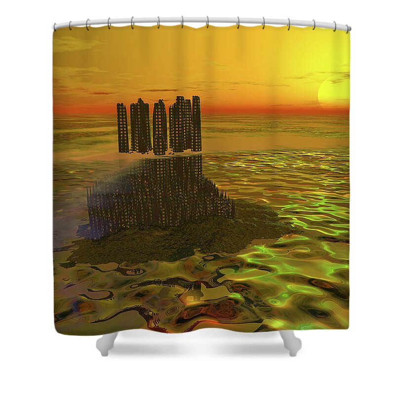 Ancient Shower Curtain featuring the digital art Old City by Bernie Sirelson