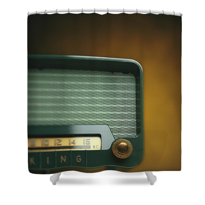 Analog Shower Curtain featuring the photograph Old-fashioned Radio With Dial Tuner by Stockbyte
