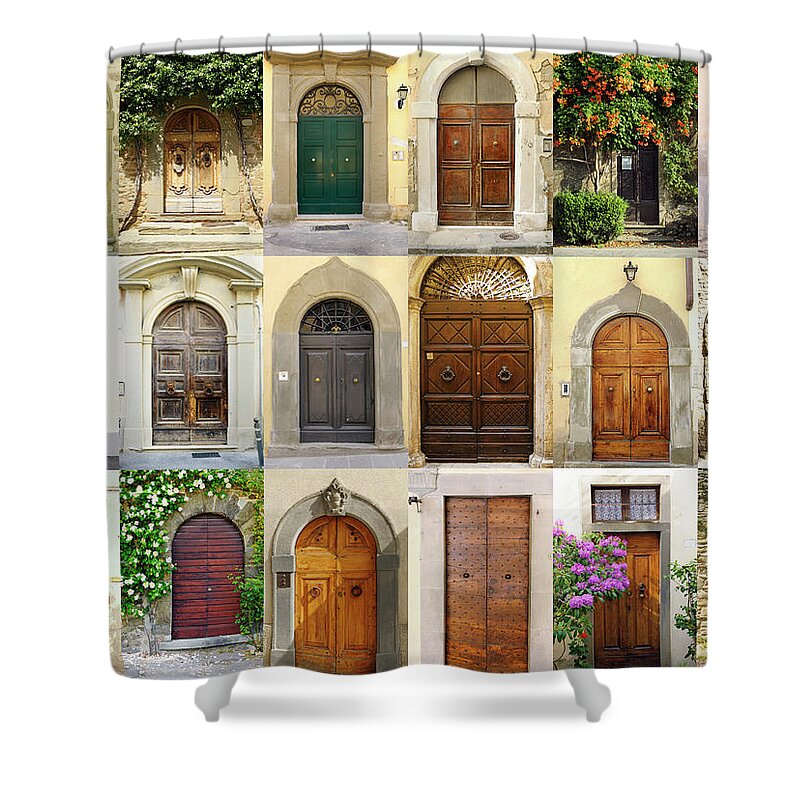 Arch Shower Curtain featuring the photograph Old Italian Doors Collection,chianti by Lisa-blue