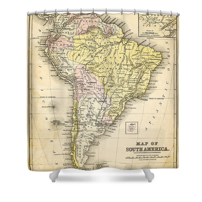 Central America Map 1990 Vintage Latin America Countries Atlas Shower Curtains