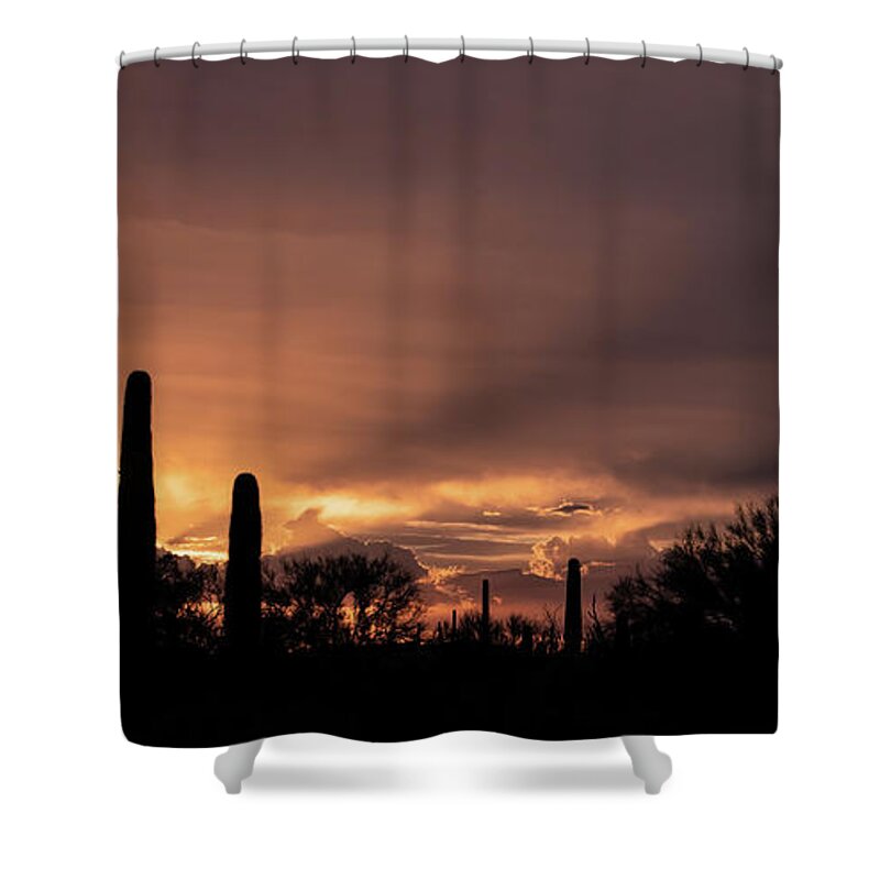 Sun Shower Curtain featuring the photograph Old West Sunset by Elaine Malott