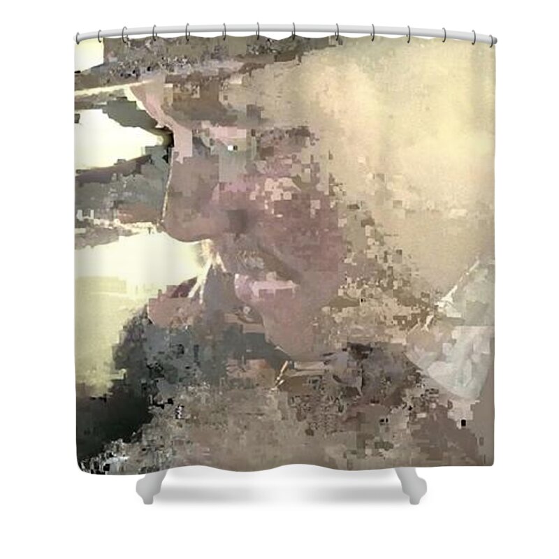 Surrealism Shower Curtain featuring the painting On Scrisces by Matteo TOTARO