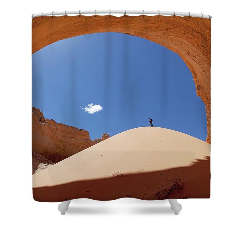 Tranquility Shower Curtain featuring the photograph On Top Of The World by Doorways To The Past